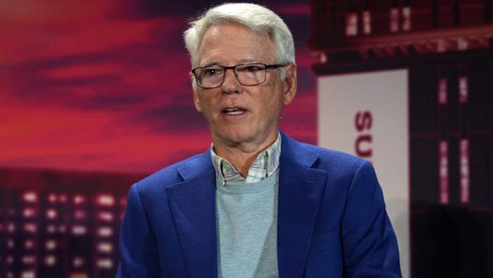 CBS Sports chairman Sean McManus at a press conference at the Super Bowl 58 Media Center.